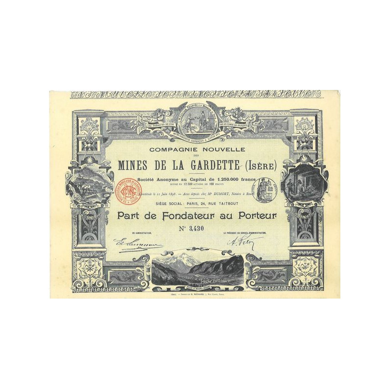 Compagnie Nouvelle des Mines de la Gardette (Isère) (PF)