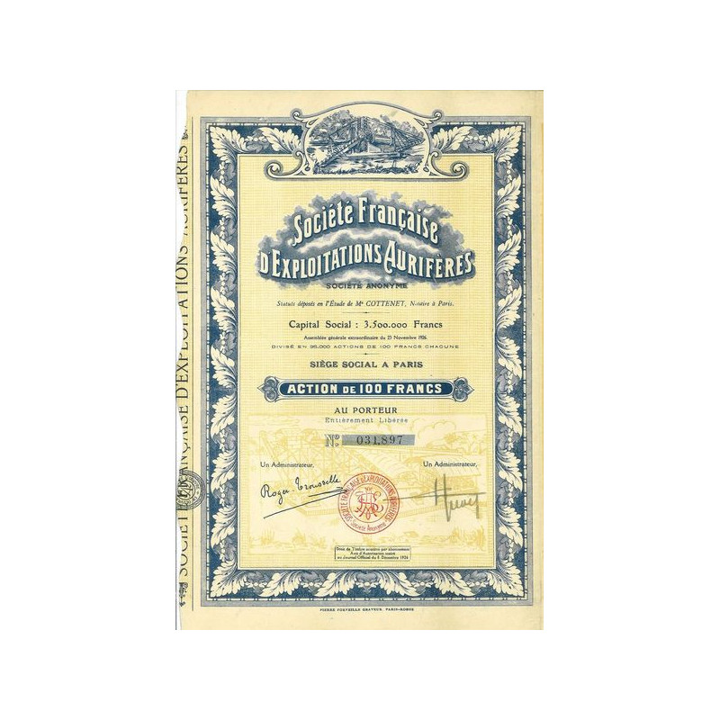 Société Française d'Exploitations Aurifères (Act)