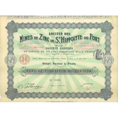 Société des Mines de Zinc de St Hippolyte-du-Fort (PF)