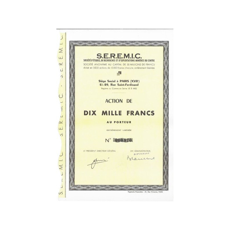 S.E.R.E.M.I.C. Société d'Etudes de Recherches et d'Exploitations Minières du Centre