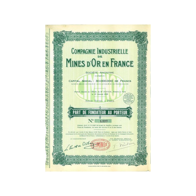 Compagnie Industrielle de Mines d'Or en France CIMINOR (PF)