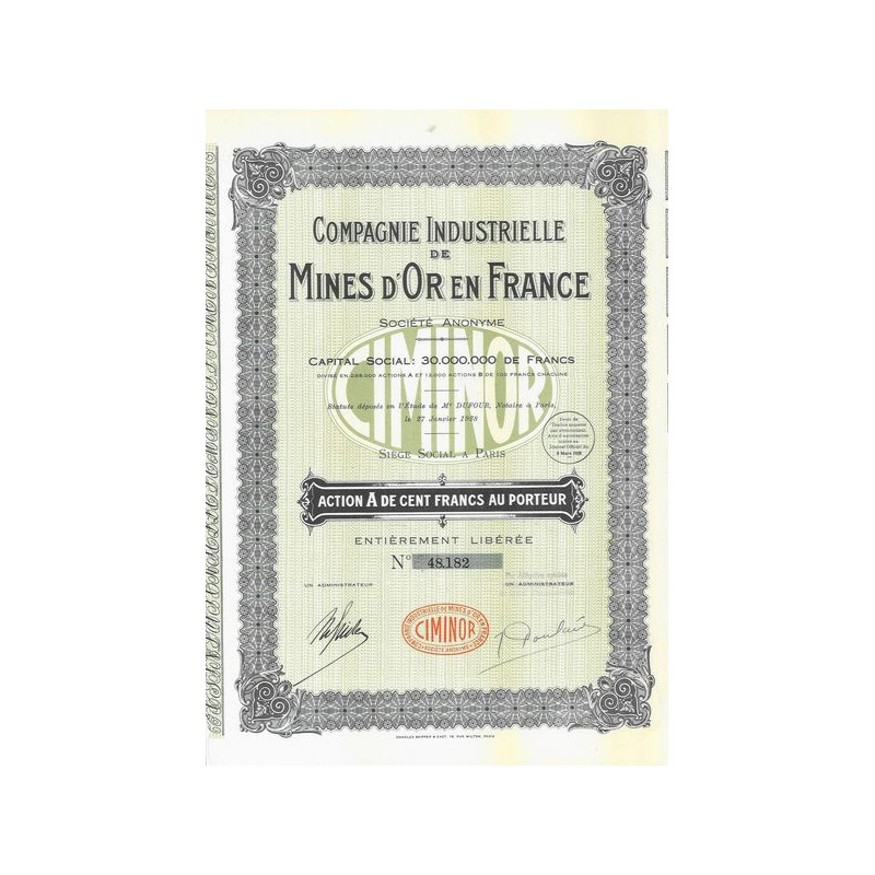 Compagnie Industrielle de Mines d'Or en France CIMINOR (Act)