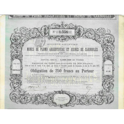 Société Anonyme de Mines de Plomb Argentifère et Usines de Carnoulès (Gard)