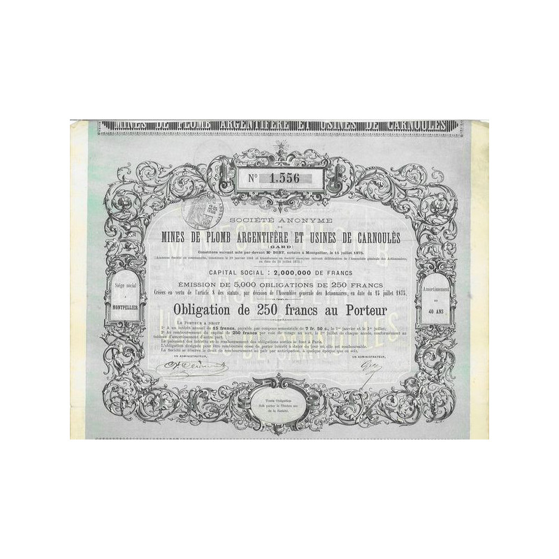 Société Anonyme de Mines de Plomb Argentifère et Usines de Carnoulès (Gard)