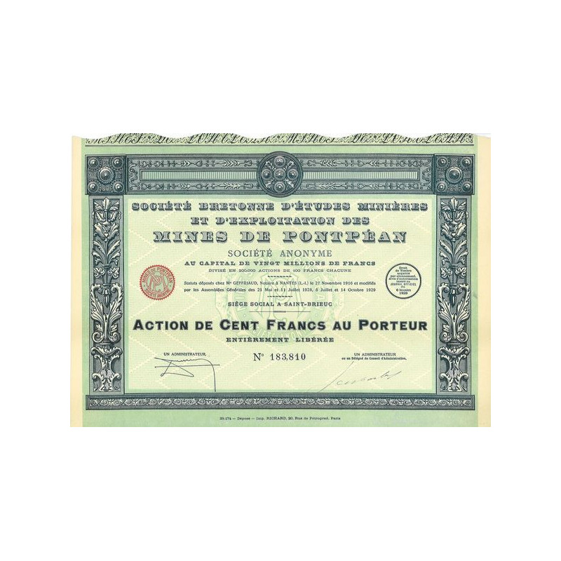Société Bretonne d'Etudes Minières et d'Exploitation des Mines de Pontpéan (Act)