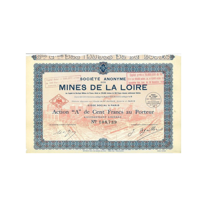 Société Anonyme des Mines de la Loire (Act A 100 F)