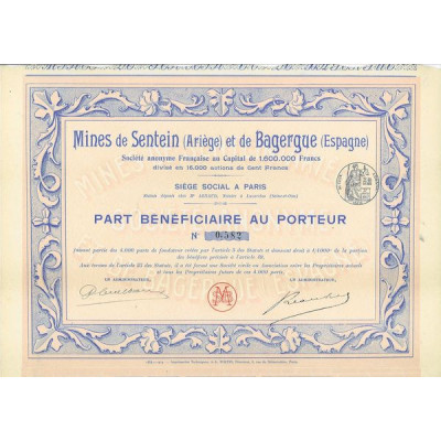 Mines de Sentein (Ariège) et de Bagergue (Espagne)