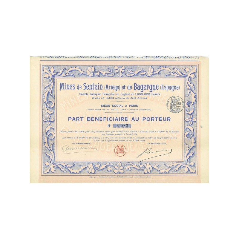 Mines de Sentein (Ariège) et de Bagergue (Espagne)