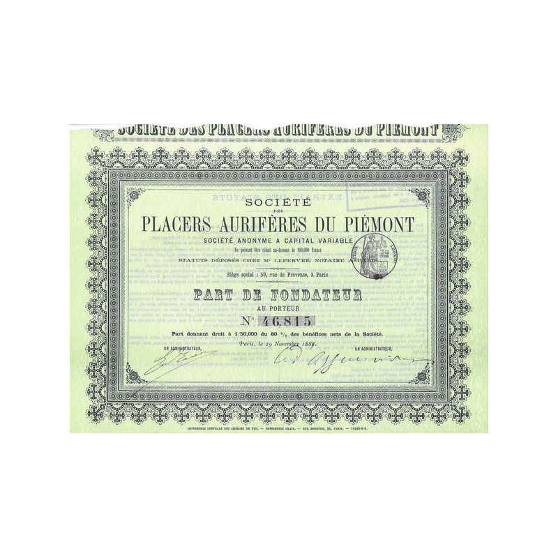 Sté des Placers Aurifères du Piémont