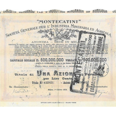 "Montecatini" Societa Generale per l'Industria Mineraria ed Agricola