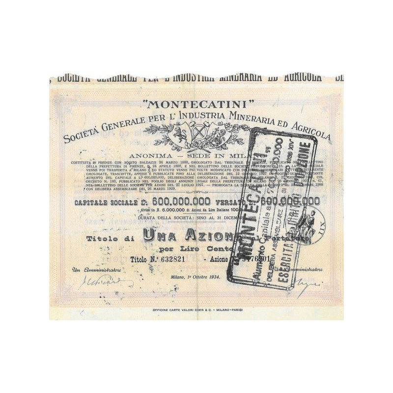 "Montecatini" Societa Generale per l'Industria Mineraria ed Agricola