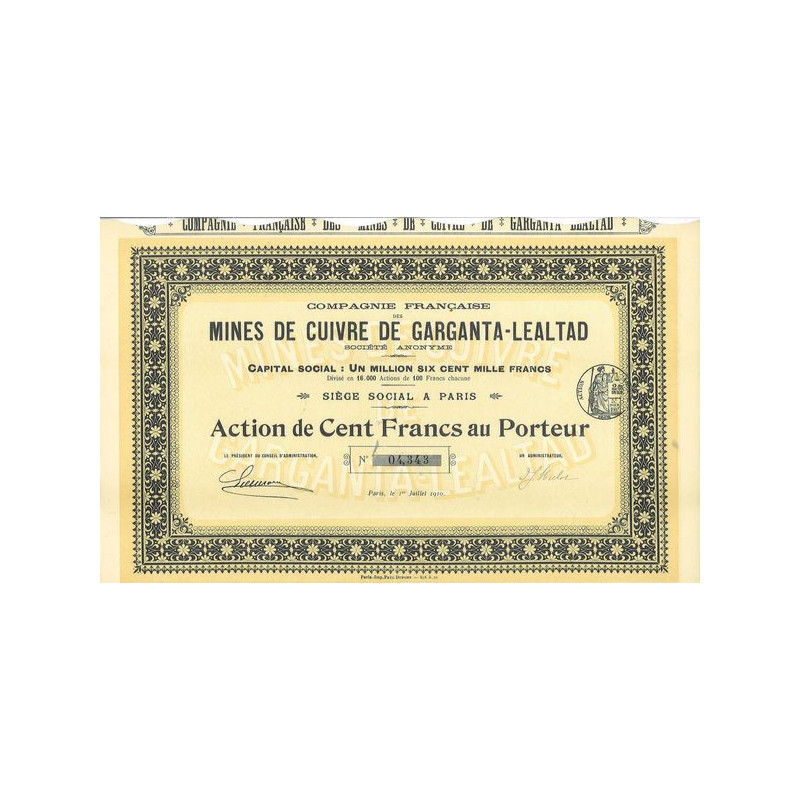 Cie Française des Mines de Cuivre de Garganta-Lealtad