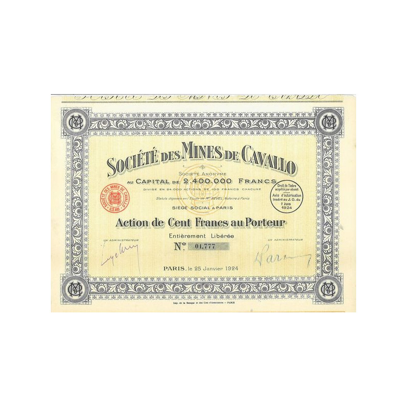 Sté des Mines de Cavallo
