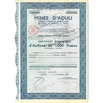 Mines d'Aouli (Certif)