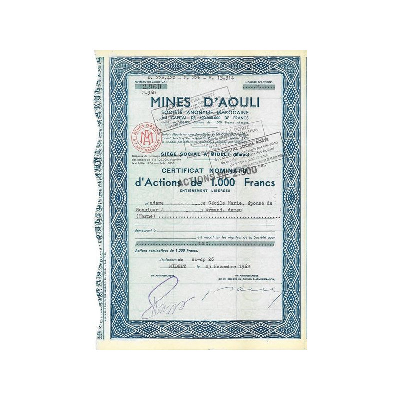 Mines d'Aouli (Certif)