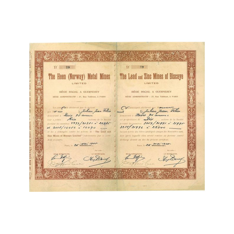 The Heen (Norway) Metal Mines Limited - The Lead and Zinc Mines of Biscaye