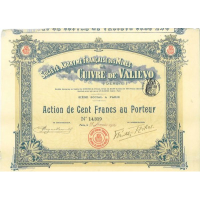 S.A. Française des Mines de Cuivre de Valievo (Serbie)