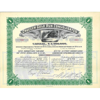 Crueger Gold Run Consolidated (Titre 01 Act 5$)(Verte)