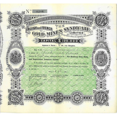 The English and French Gold Mines Syndicate Ltd (Certif nomin 20 Act)