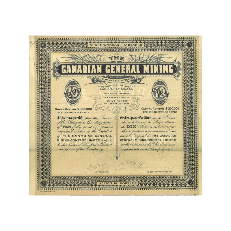 The Canadian General Mining Cy Ltd (Titre 10 Act £ 1)
