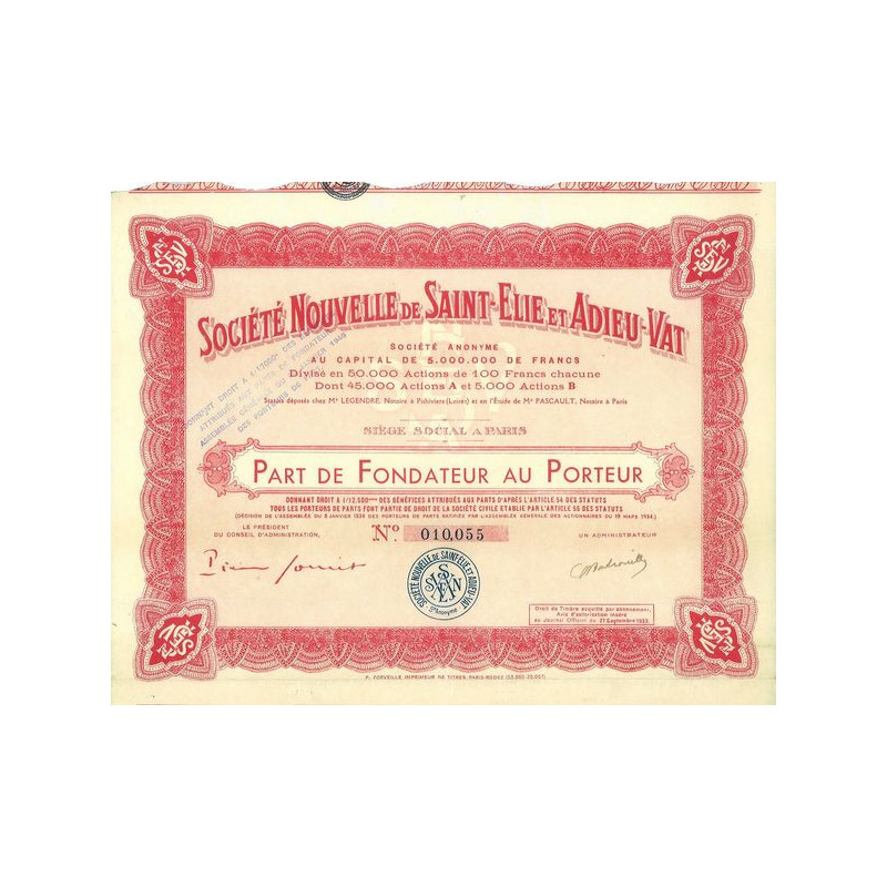 Sté Nouvelle de Saint-Elie et Adieu-Vat (PF)