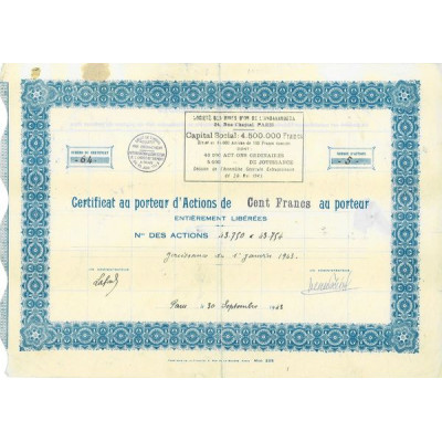 Sté des Mines d'Or de l'Andavakoera (Certif)