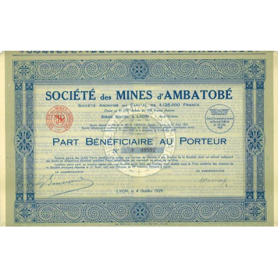 Sté des Mines d'Ambatobé (PB)