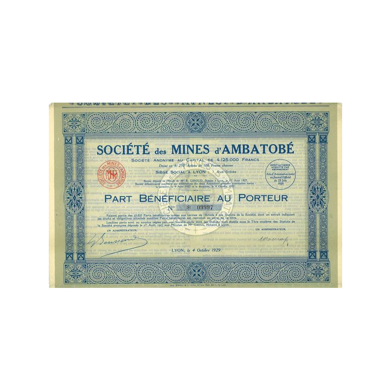 Sté des Mines d'Ambatobé (PB)