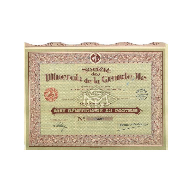 Sté des Minerais de la Grande Ile (PB)