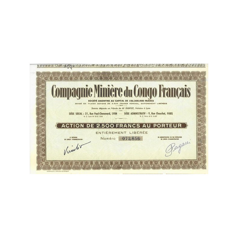 Cie Minière du Congo Français (Act 2500 F)