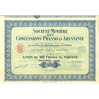 Sté Minière des Concessions Prasso en Abyssinie
