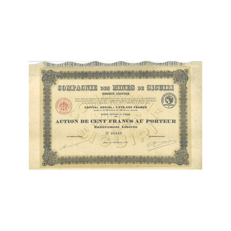 Cie des Mines de Siguiri (Act 100 F modèle 2)