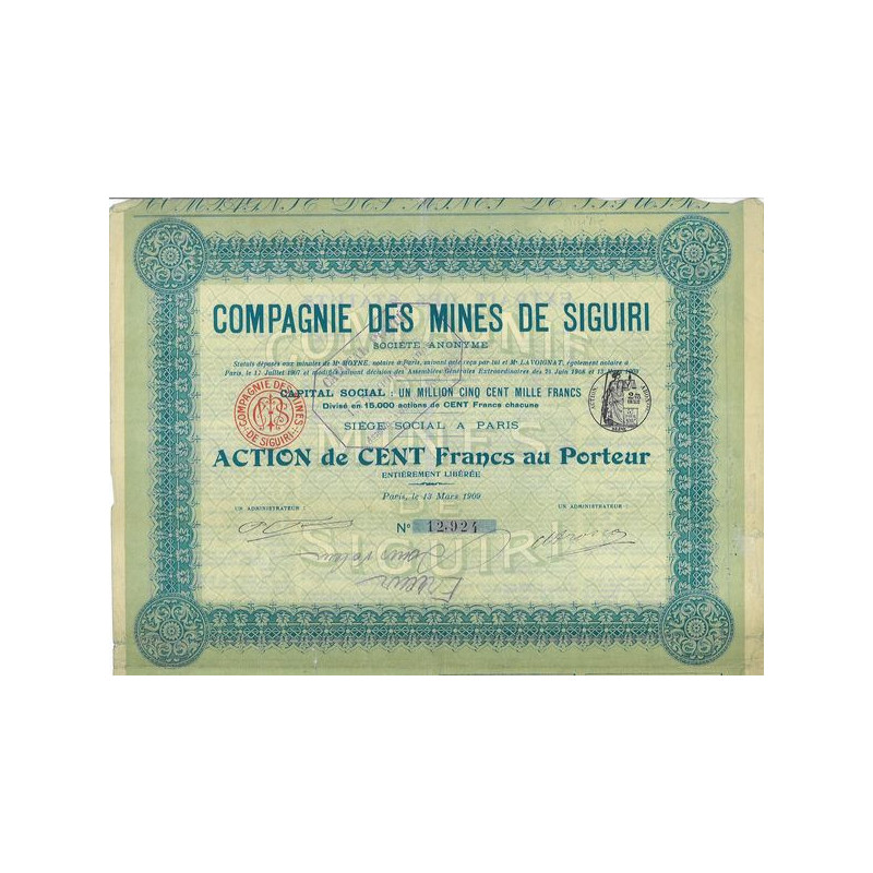 Cie des Mines de Siguiri (Act 100 F modèle 1)
