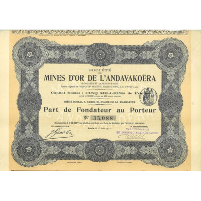 Sté des Mines d'Or de l'Andavakoera (PF)