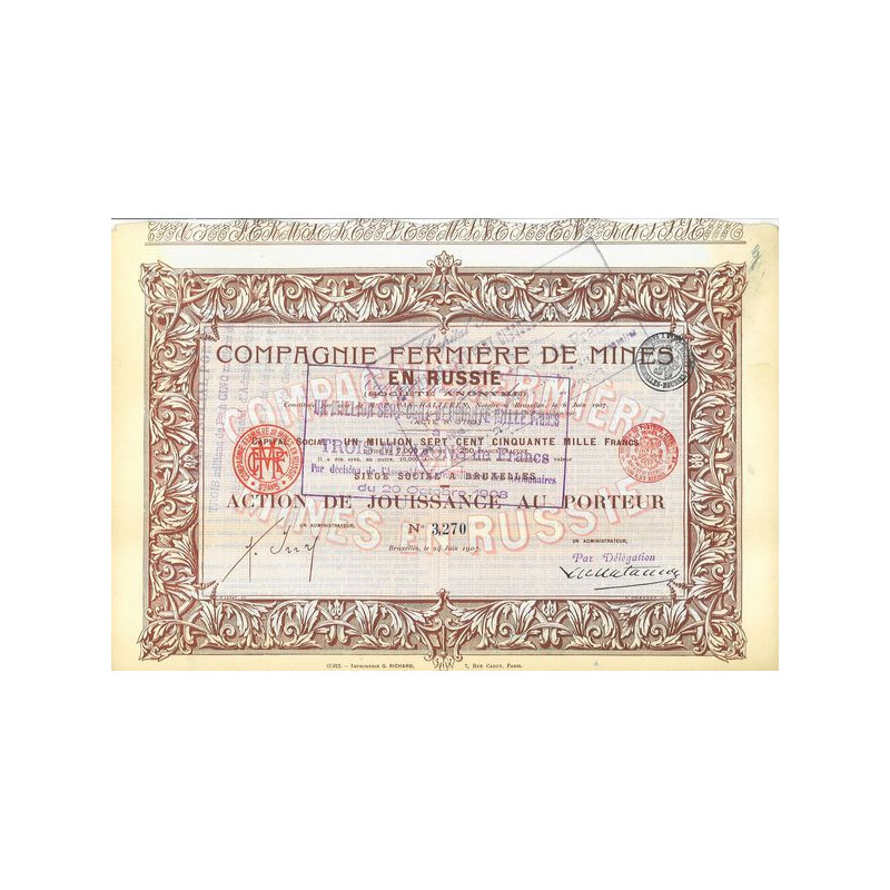 Cie Fermière de Mines en Russie