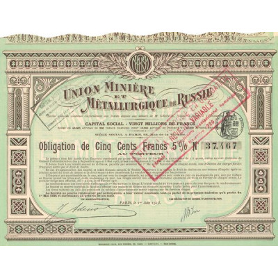 Union Minière & Métallurgique de Russie (Obl 500 F 5 %)