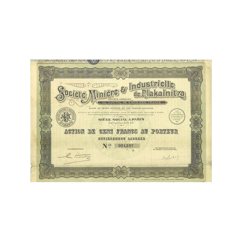 Sté Minière & Industrielle de Plakalnitza (Act 100 F)