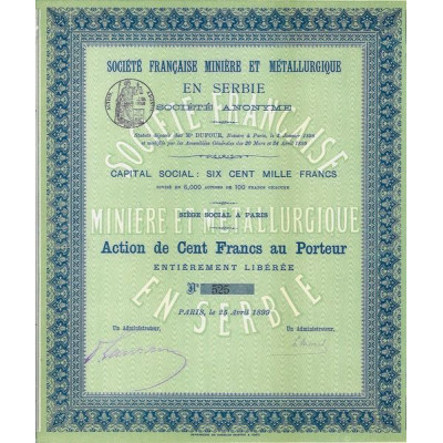 Sté Française Minière et Métallurgique en Serbie