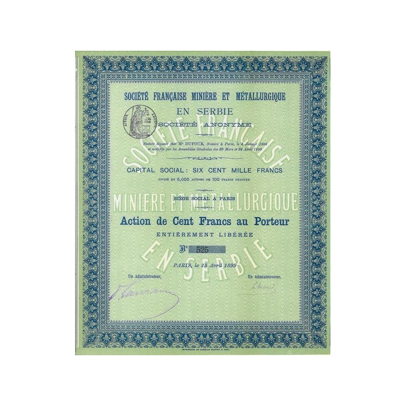 Sté Française Minière et Métallurgique en Serbie