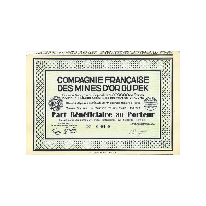 Cie Française des Mines d'Or du Pek