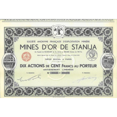 S.A. Française d'Exploitation Minière - Mines d'Or de Stanija (10 Act)
