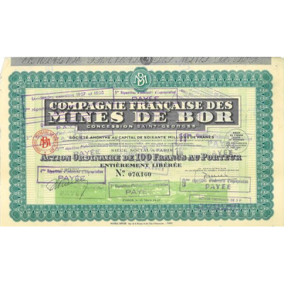 Cie Française des Mines de Bor Concession Saint-Georges (Act O 100 F)