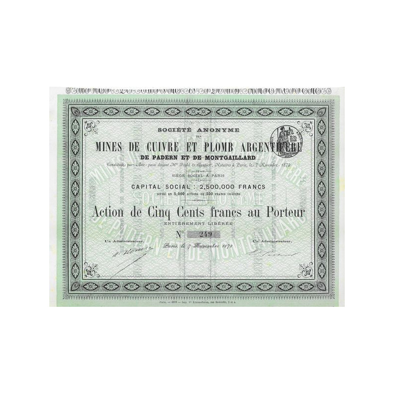 S.A. des Mines de Cuivre et Plomb Argentifère de Padern et de Montgaillard