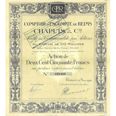Comptoir d'Escompte de Reims - Chapuis & Cie (Act)