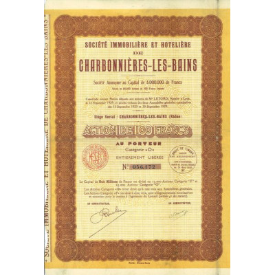 Sté Immobilière et Hotelière de Charbonnières-les-Bains
