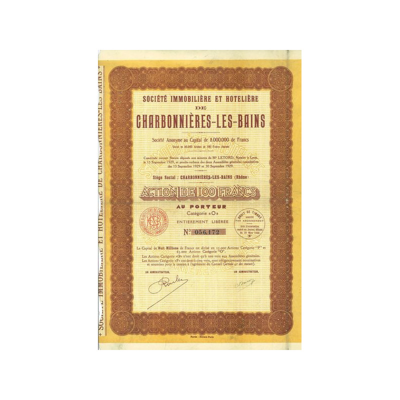 Sté Immobilière et Hotelière de Charbonnières-les-Bains
