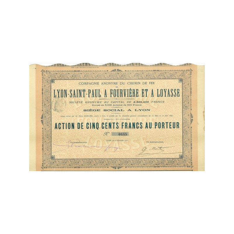 Cie Anonyme du Chemin de Fer de Lyon-Saint-Paul à Fourvière et à Loyasse