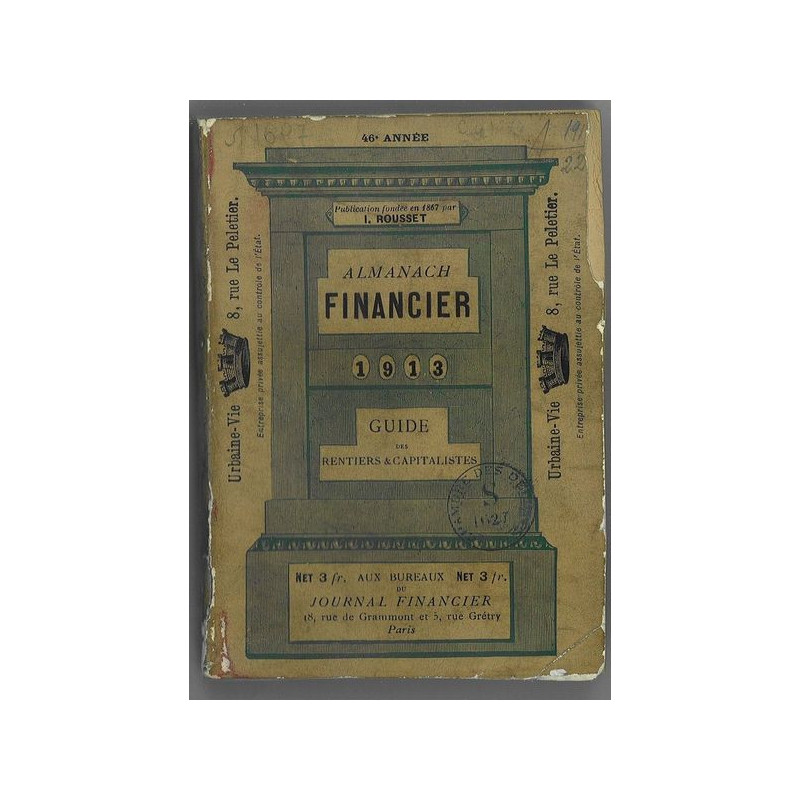 Almanach Financier 1913 Guide des Rentiers & Capitalistes