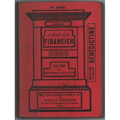 Almanach Financier 1924 Guide des Rentiers & Capitalistes