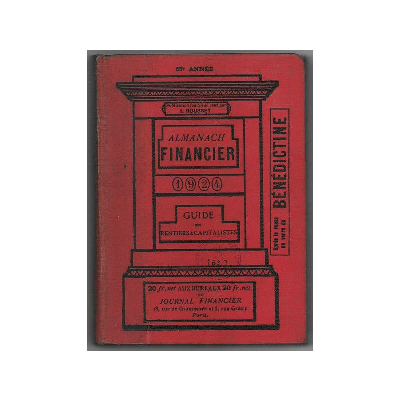 Almanach Financier 1924 Guide des Rentiers & Capitalistes